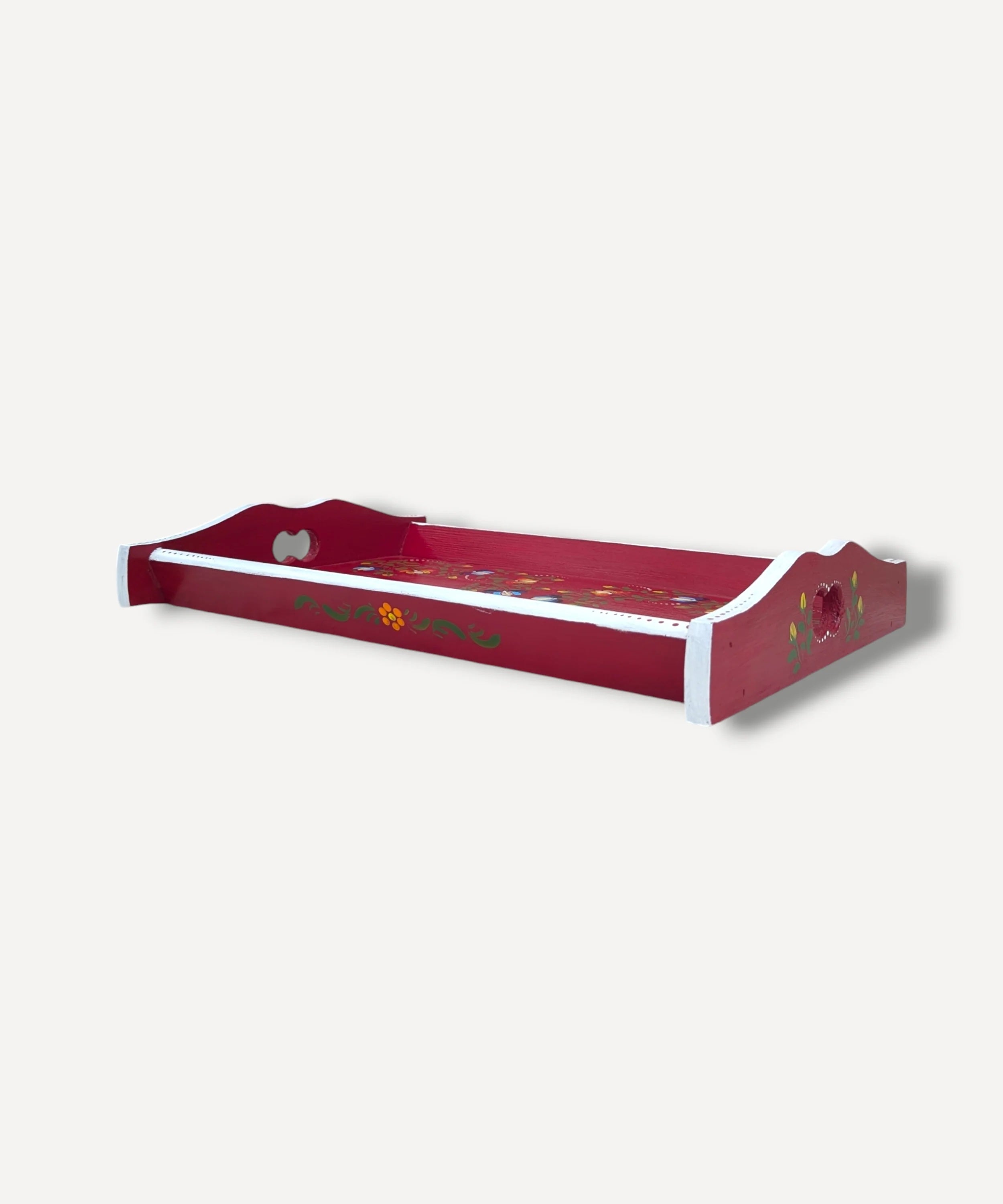 Deep Red - Hand Painted Wooden Tray