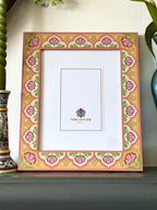 Hand Painted Folk Wooden Photo Frame, Yellow/Pink