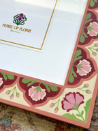 Hand Painted Folk Wooden Photo Frame, Cream/Pink