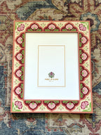 Hand Painted Folk Wooden Photo Frame, Cream/Pink