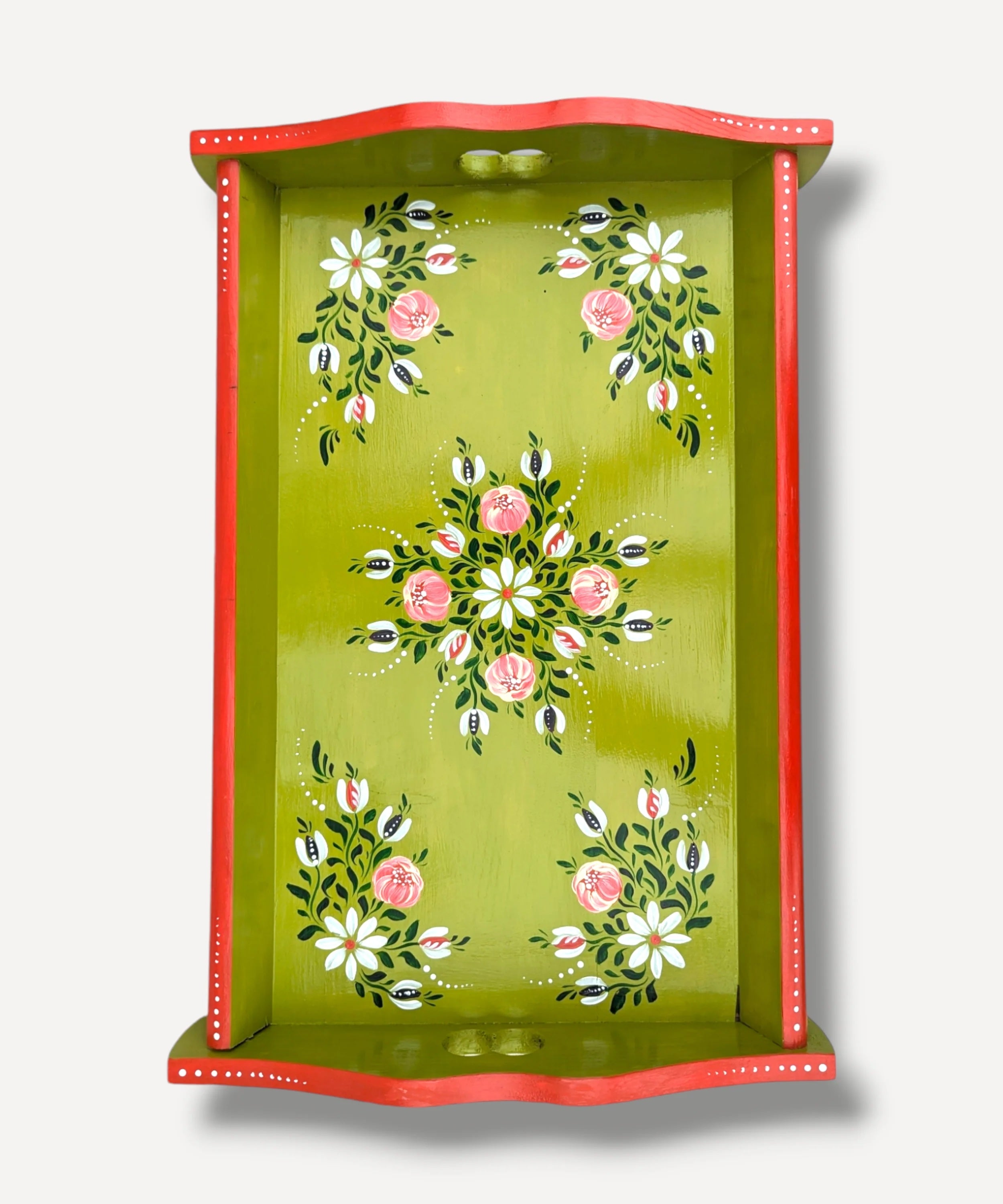 Lime Green - Hand Painted Wooden Tray