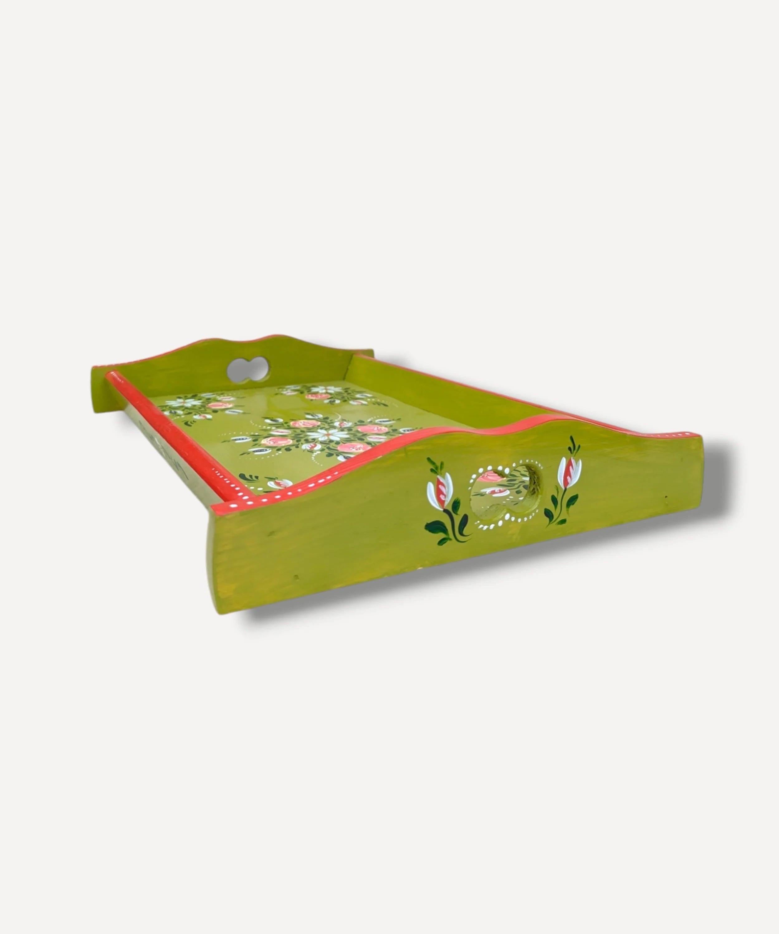 Lime Green - Hand Painted Wooden Tray