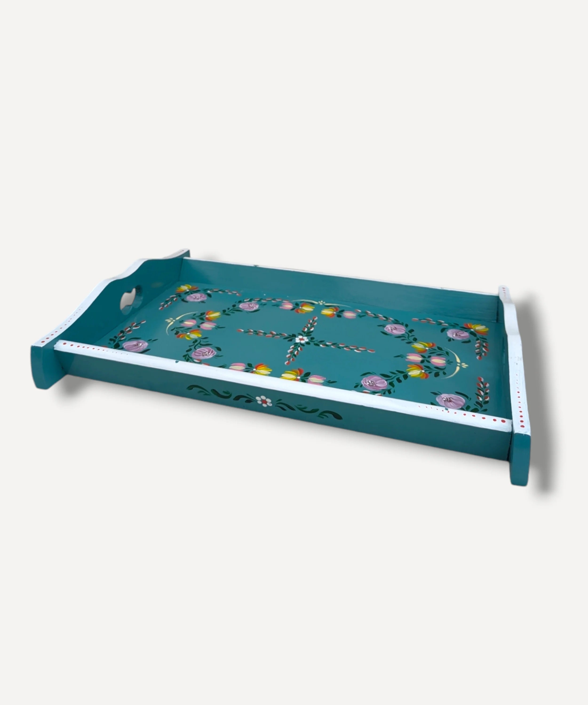 Teal - Hand Painted Wooden Tray