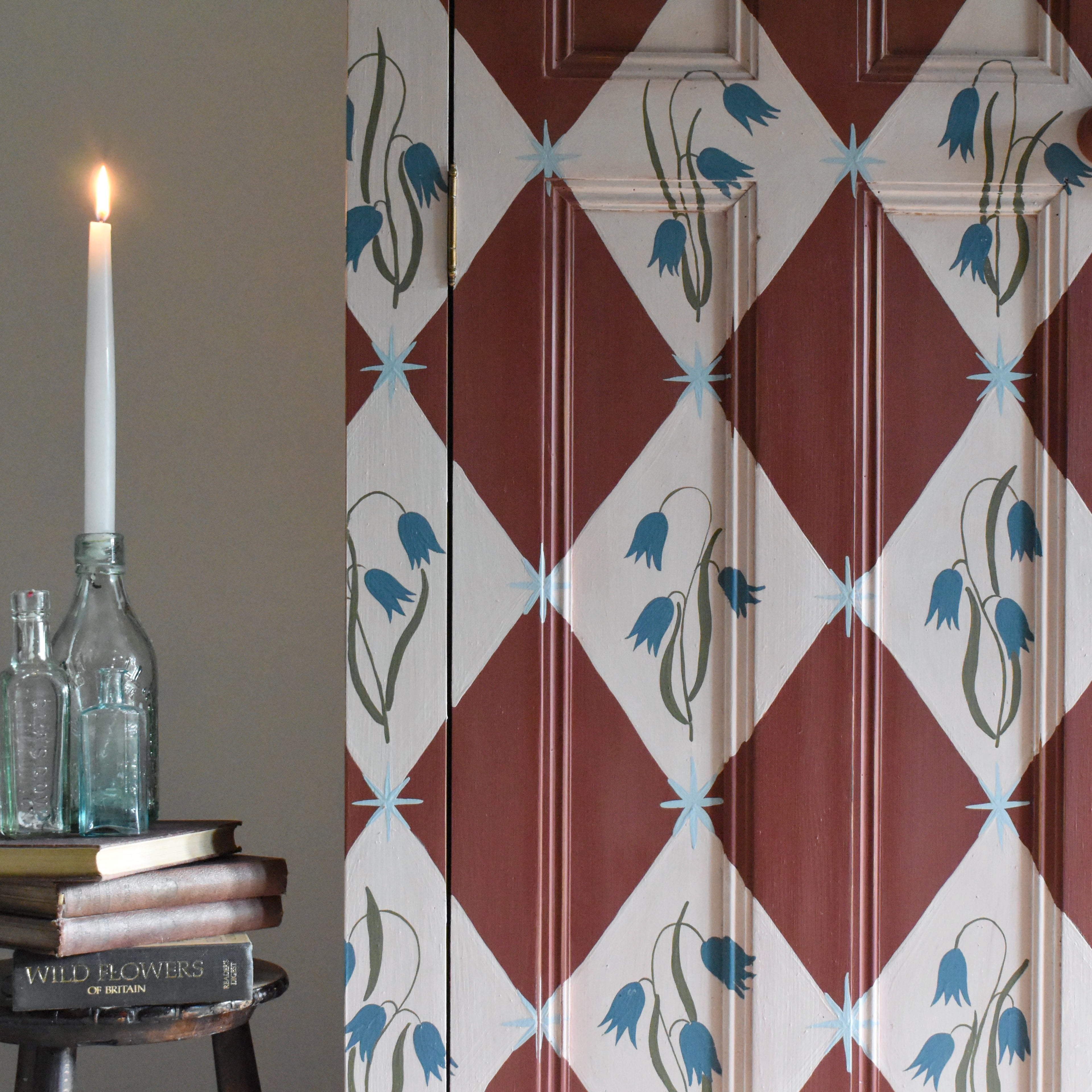 Bluebell and Starburst Vintage Pine Wardrobe