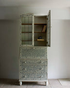 Cream and Green 'Summertime' Vintage Oak Bureau Desk Bookcase