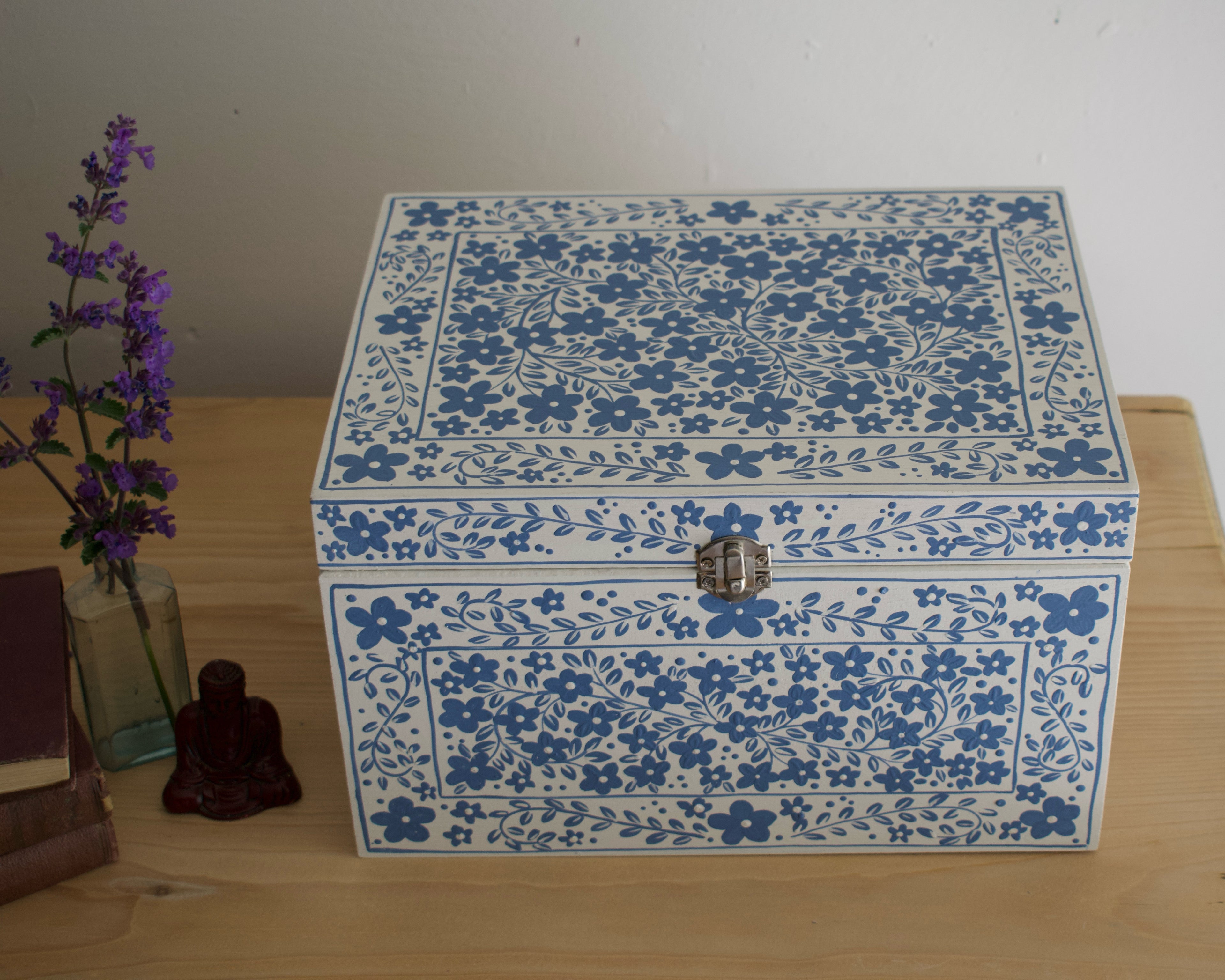 Blue and Cream Decorative Keepsake Box