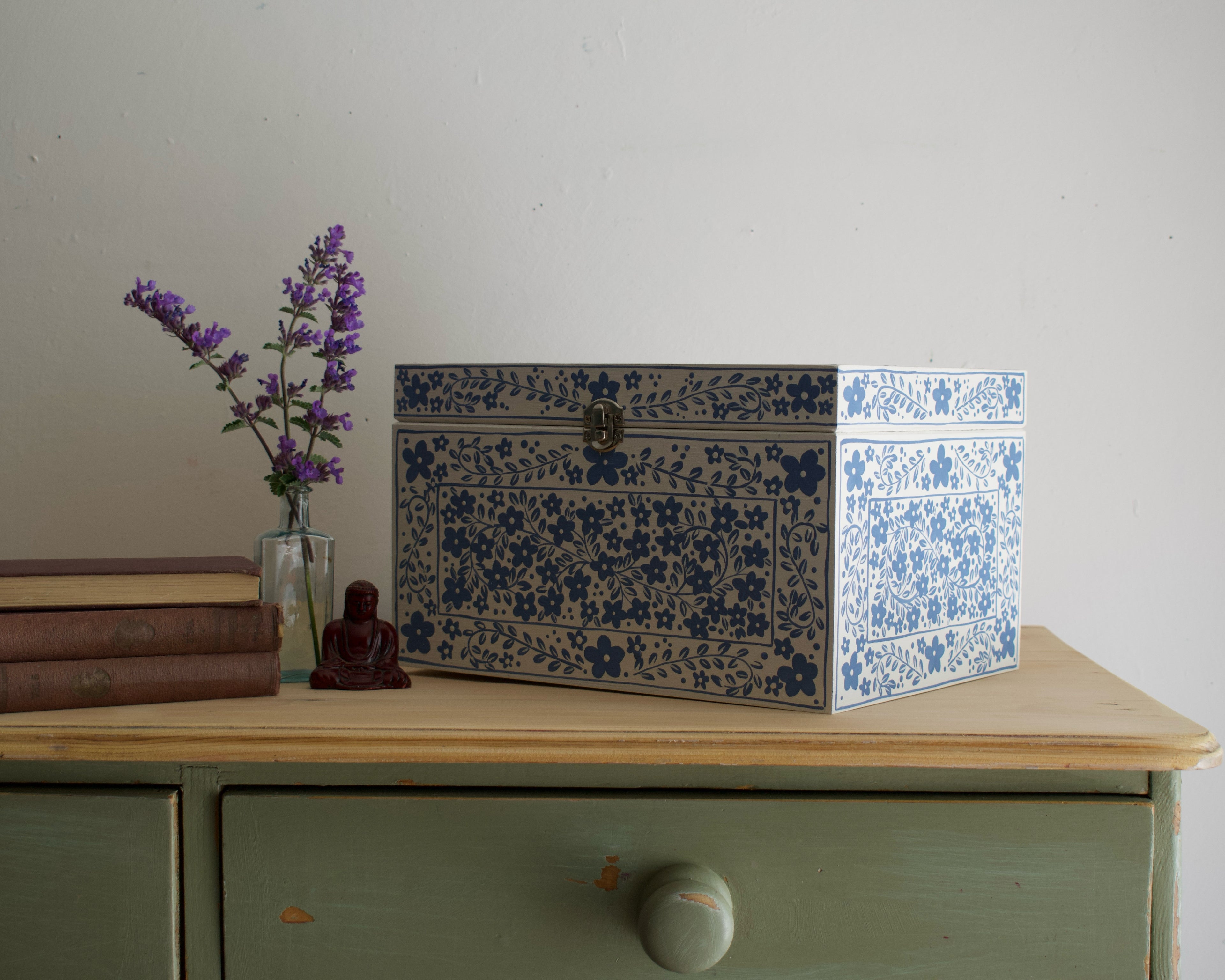 Blue and Cream Decorative Keepsake Box